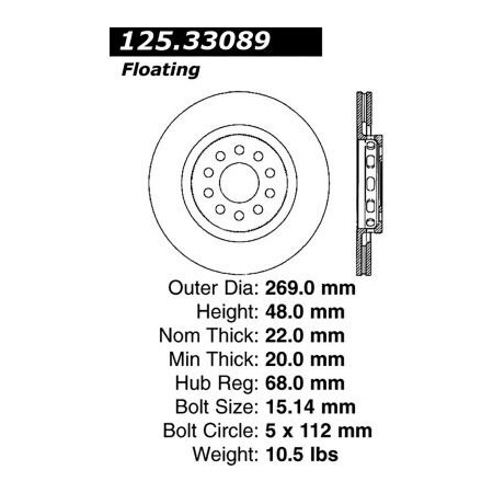 Centric Premium High Carbon Alloy Brake Rotor, Parts 125.33089